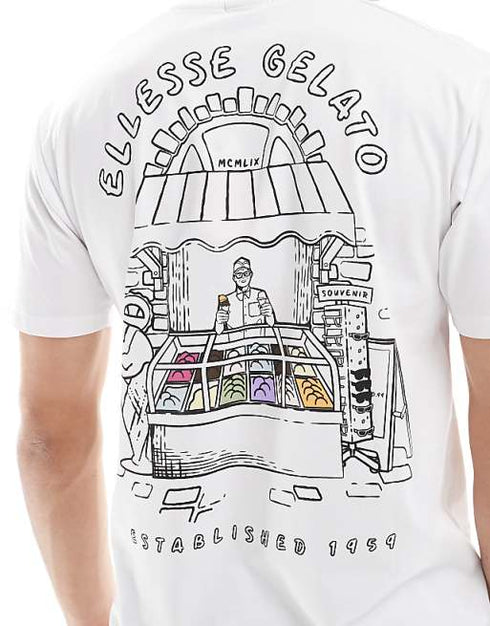 Ellesse tshirt for man אלס חולצה טישרט אוברסייז בצבע לבן לגבר